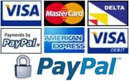 payments accepted from all major credit cards via PayPal